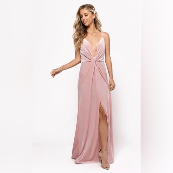 NWT Women’s Tobi Layla Rose Plunging Velvet Maxi Dress Size Small - Picture 1 of 13
